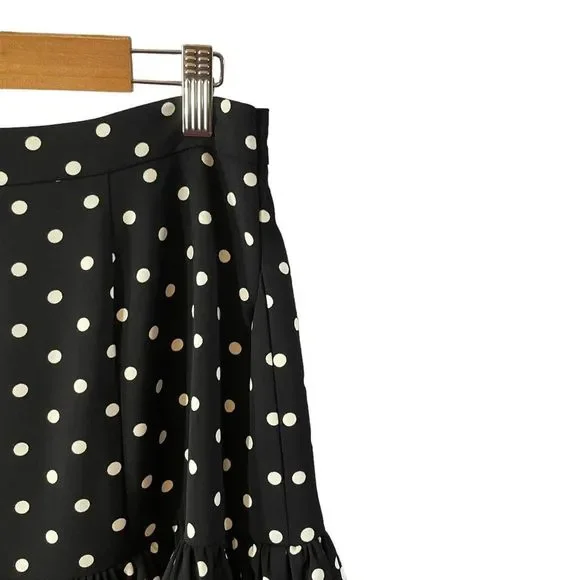 Cinq A Sept Rowena Black White Polka Dot Ruffle Tiered Midi Skirt Size 8 - Picture 6 of 9